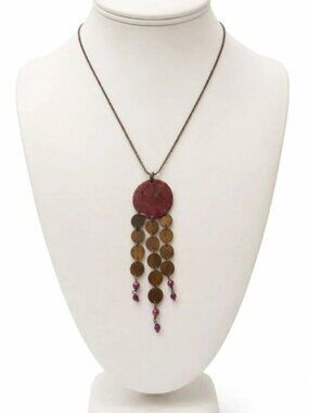 Vintage Metal & Enamel Necklace  Circa: 1980s